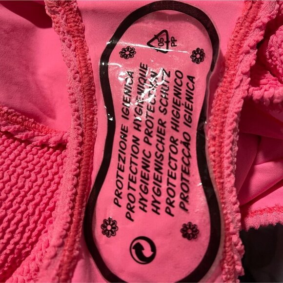 New Good American Plus Size Swimsuit Women  2XL Pink Textured V-Neck One Piece - Picture 7 of 8